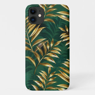 Seamless pattern with golden ferns iPhone 11 case