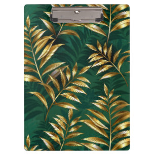 Seamless pattern with golden ferns clipboard