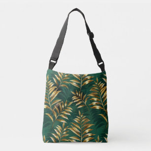 Seamless pattern with golden ferns crossbody bag
