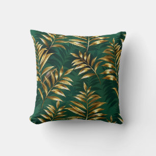 Seamless pattern with golden ferns cushion