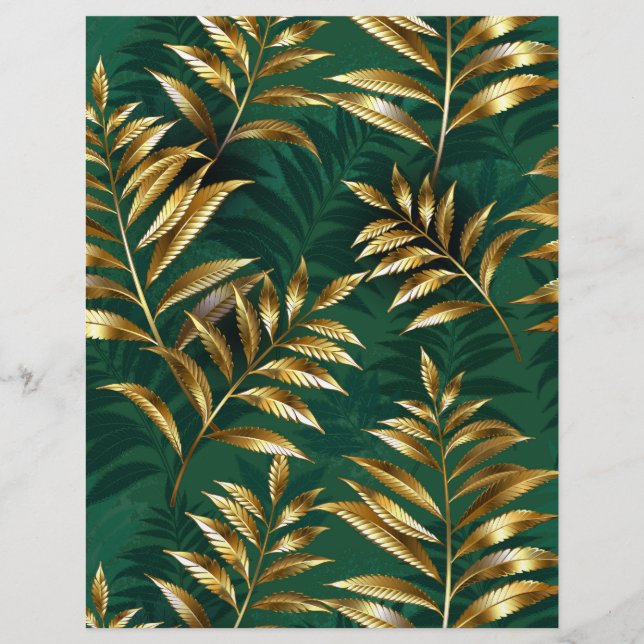 Seamless pattern with golden ferns custom letterhead (Front)