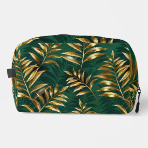 Seamless pattern with golden ferns dopp kit