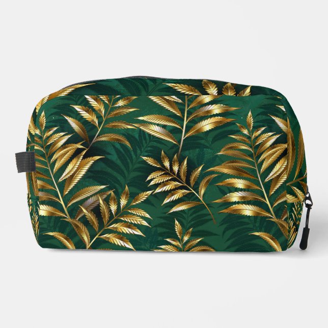 Seamless pattern with golden ferns dopp kit (Front)
