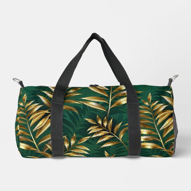 Seamless pattern with golden ferns duffle bag (Front)