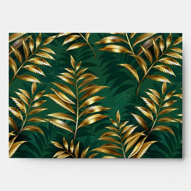 Seamless pattern with golden ferns envelope (Front)