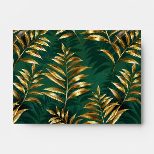 Seamless pattern with golden ferns envelope