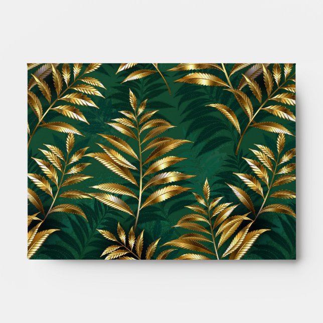 Seamless pattern with golden ferns envelope (Front)