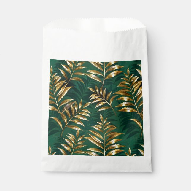 Seamless pattern with golden ferns favour bag (Front)