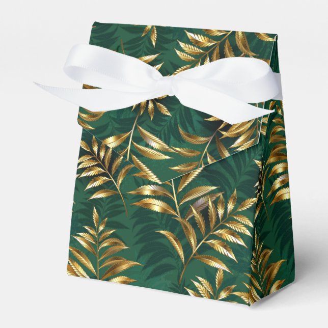 Seamless pattern with golden ferns favour box (Front Side)