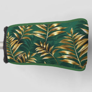 Seamless pattern with golden ferns golf head cover