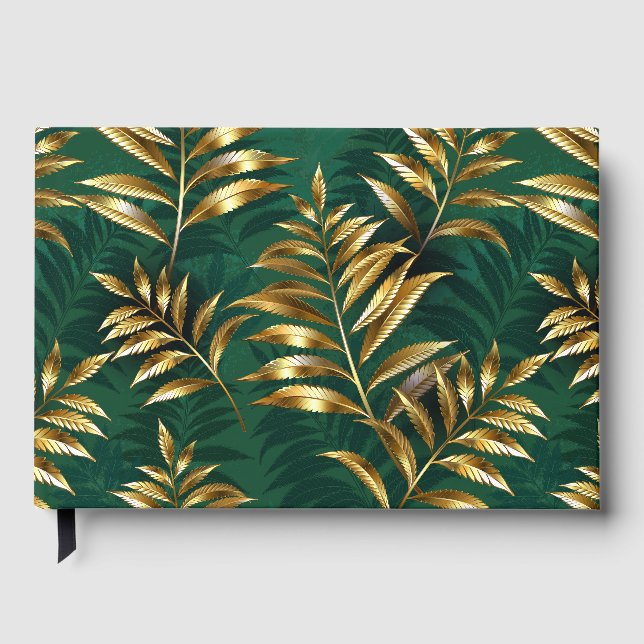 Seamless pattern with golden ferns guest book (Front)