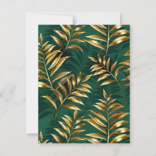 Seamless pattern with golden ferns holiday card