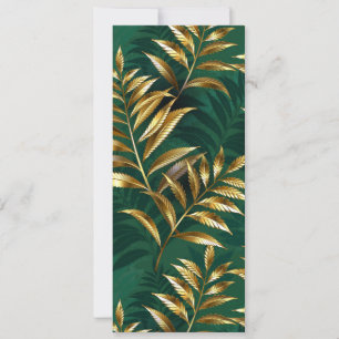 Seamless pattern with golden ferns holiday card