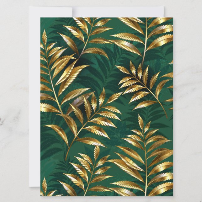 Seamless pattern with golden ferns invitation (Front)