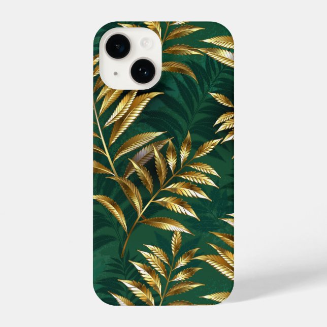 Seamless pattern with golden ferns iPhone case (Back)