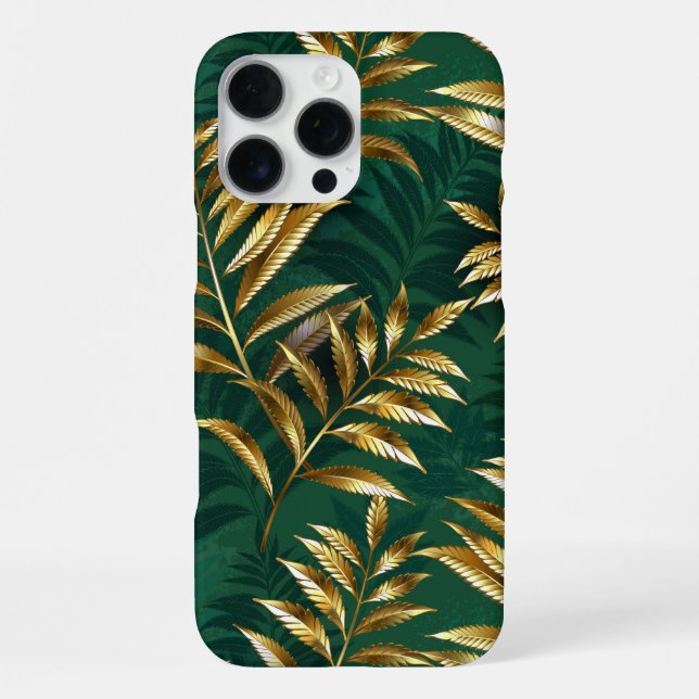 Seamless pattern with golden ferns iPhone case (Back)