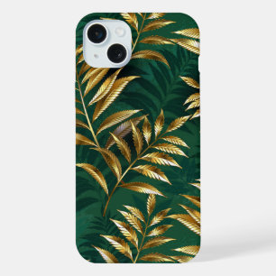 Seamless pattern with golden ferns iPhone 15 plus case