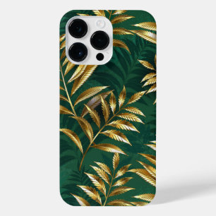 Seamless pattern with golden ferns iPhone 14 pro max case