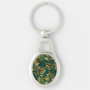 Seamless pattern with golden ferns key ring