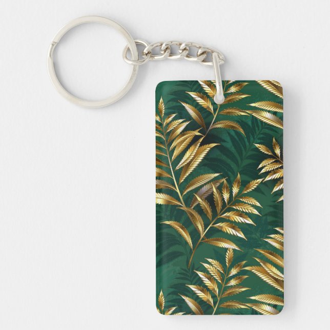 Seamless pattern with golden ferns key ring (Front)