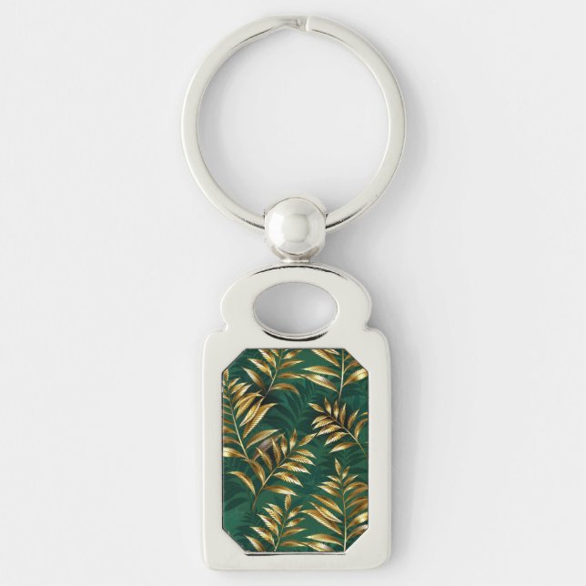 Seamless pattern with golden ferns key ring (Front)