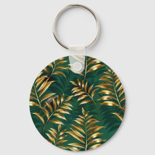 Seamless pattern with golden ferns key ring