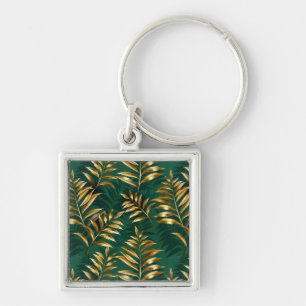Seamless pattern with golden ferns key ring