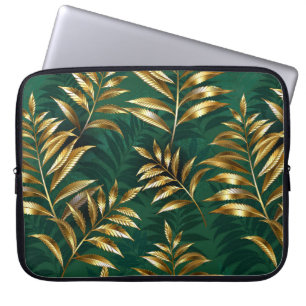 Seamless pattern with golden ferns laptop sleeve
