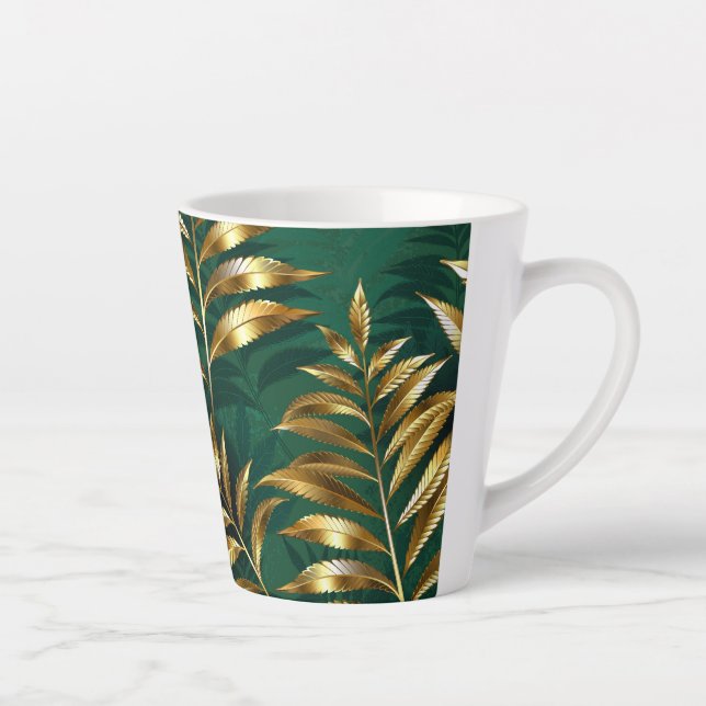 Seamless pattern with golden ferns latte mug (Right)