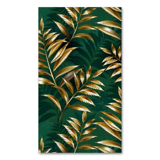 Seamless pattern with golden ferns 	Magnetic business card (Front Vertical)