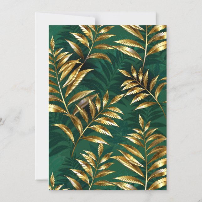 Seamless pattern with golden ferns magnetic invitation (Front)