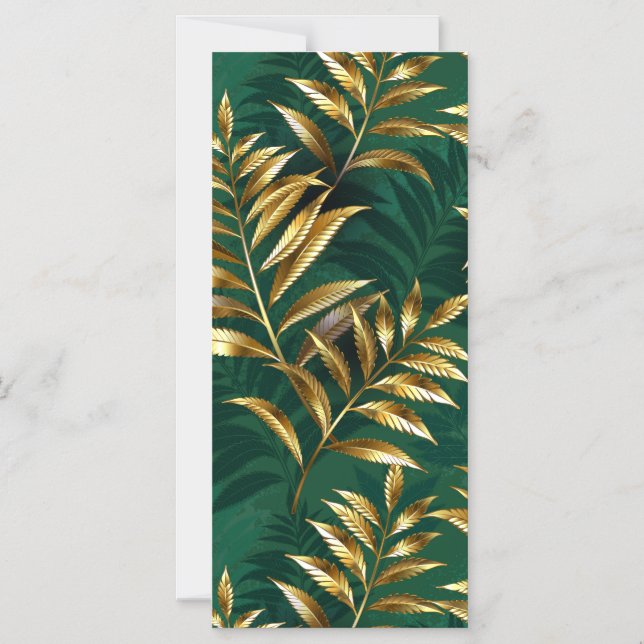 Seamless pattern with golden ferns magnetic invitation (Front)