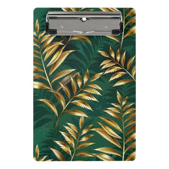 Seamless pattern with golden ferns mini clipboard (Front)