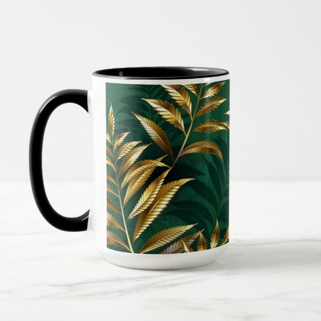 Seamless pattern with golden ferns mug (Left)