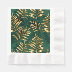Seamless pattern with golden ferns napkin
