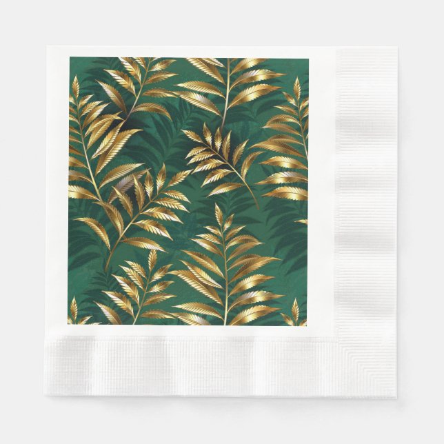 Seamless pattern with golden ferns napkin (Front)