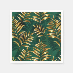 Seamless pattern with golden ferns napkin