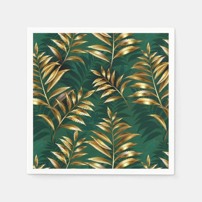 Seamless pattern with golden ferns napkin (Front)