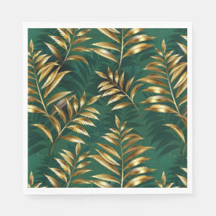 Seamless pattern with golden ferns napkin