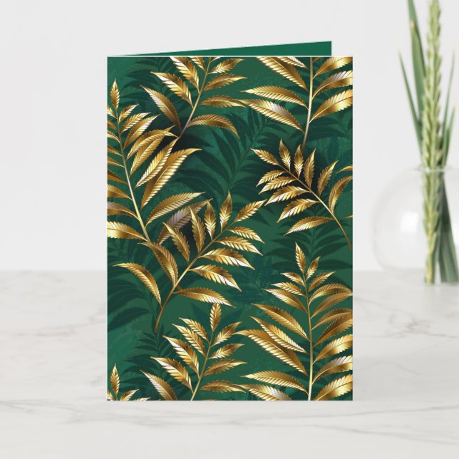 Seamless pattern with golden ferns note card (Front)
