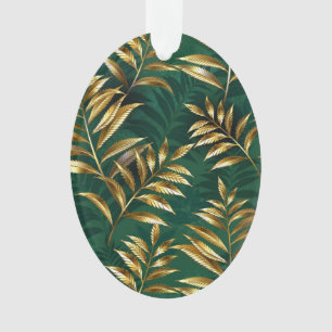 Seamless pattern with golden ferns ornament