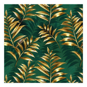 Seamless pattern with golden ferns photo print