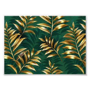 Seamless pattern with golden ferns photo print