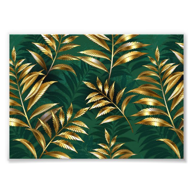 Seamless pattern with golden ferns photo print (Front)