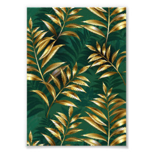 Seamless pattern with golden ferns photo print