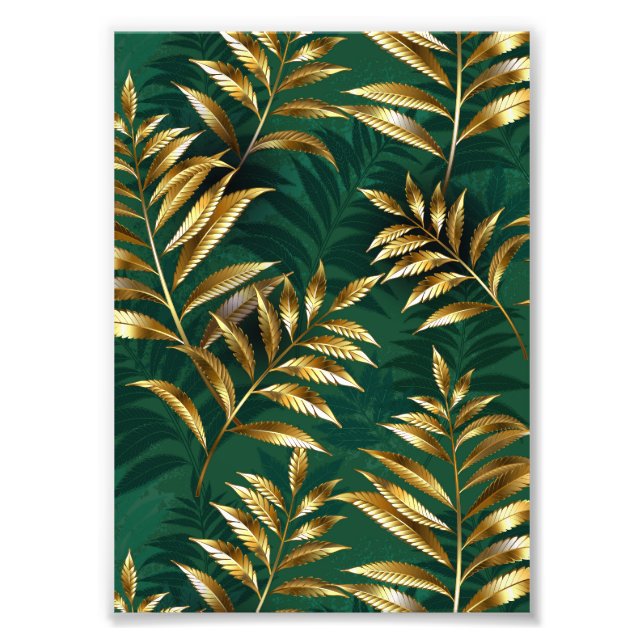 Seamless pattern with golden ferns photo print (Front)