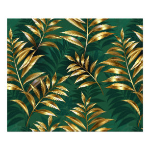 Seamless pattern with golden ferns photo print