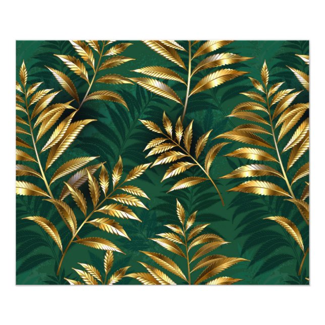 Seamless pattern with golden ferns photo print (Front)