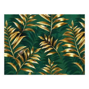 Seamless pattern with golden ferns photo print