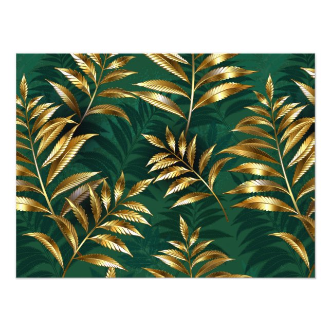Seamless pattern with golden ferns photo print (Front)